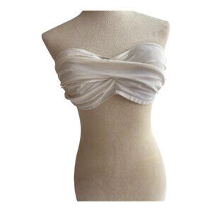 Vitamin A White Twist-Front Bandeau Bikini Top - Size L (2630-1)
